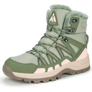 Women’s Green Waterproof Lace Up Anti-Slip Warm Snow Booties Sneakers